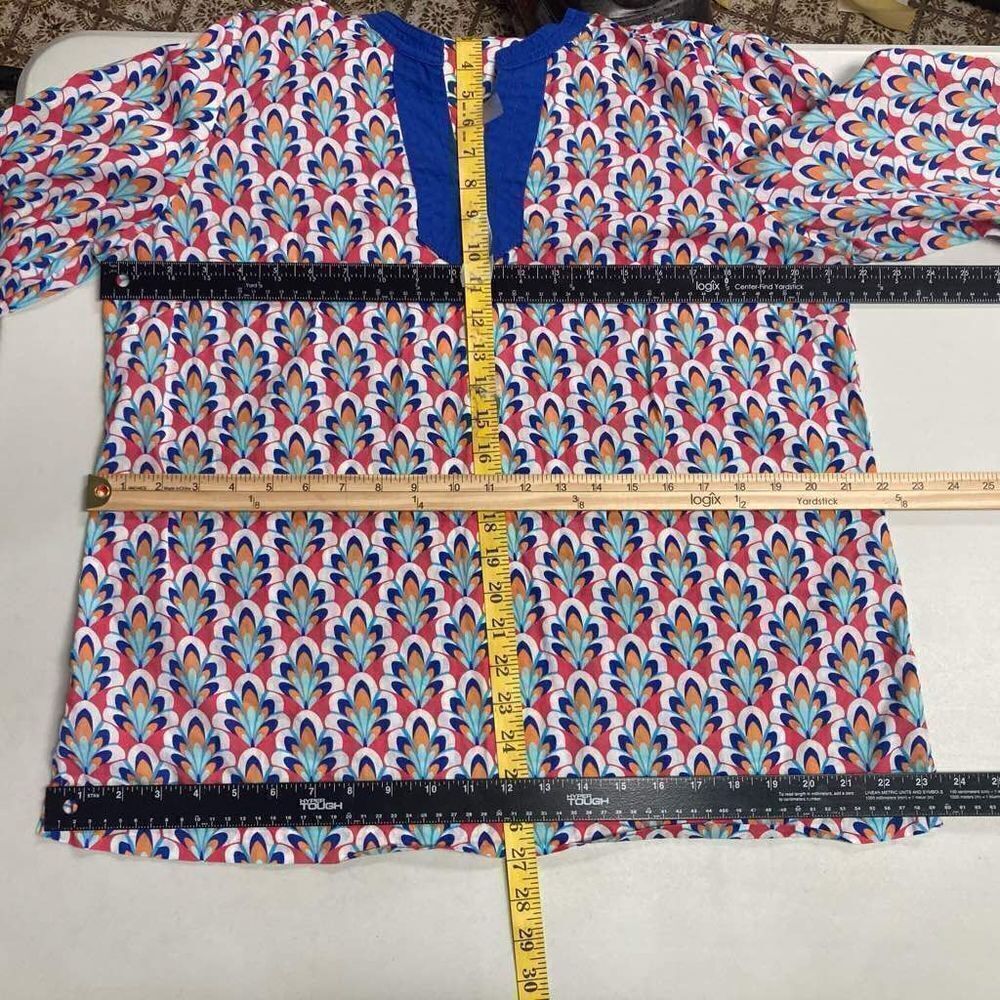 Talbots Multicolored Peacock Print Tunic Top Blou… - image 4